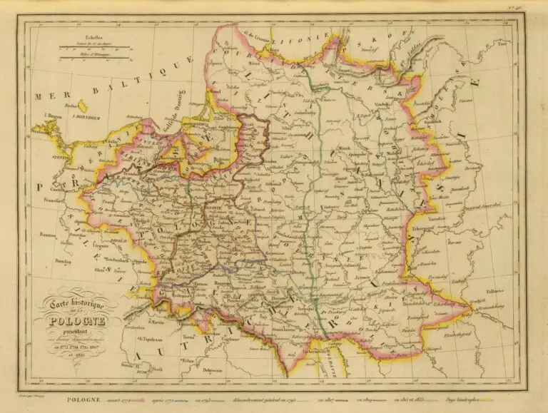 Carte Historique de la  Pologne, presentant ses divers desmembremens 1772, 1794, 1795, 1807 et 1815.