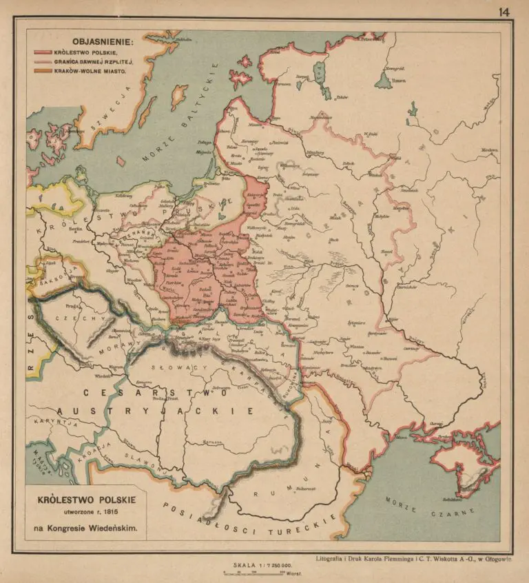 Królestwo Polskie  utworzone r. 1815, na Kongresie Wiedeńskim