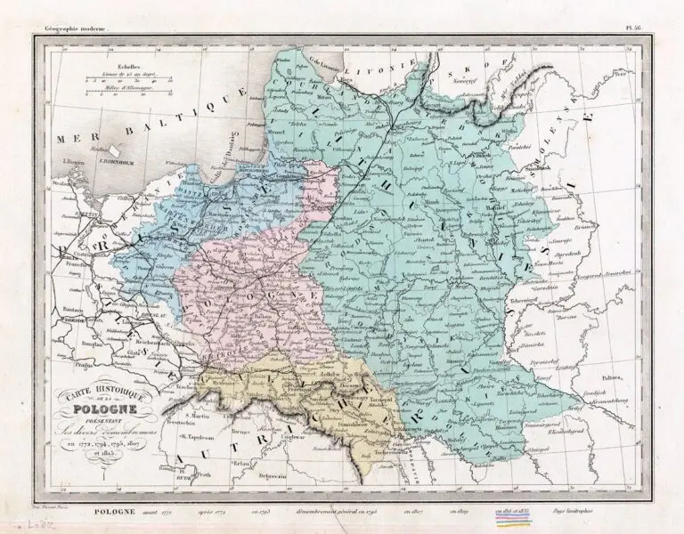 Carte Historique de la  Pologne, presentant ses divers desmembremens 1772, 1794, 1795, 1807 et 1815.