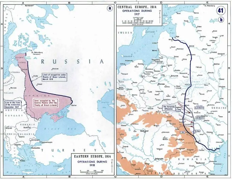 1917-18: Armistice and Brest-Litovsk lines.