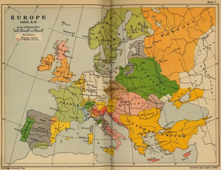 Europe, 1490 AD,
