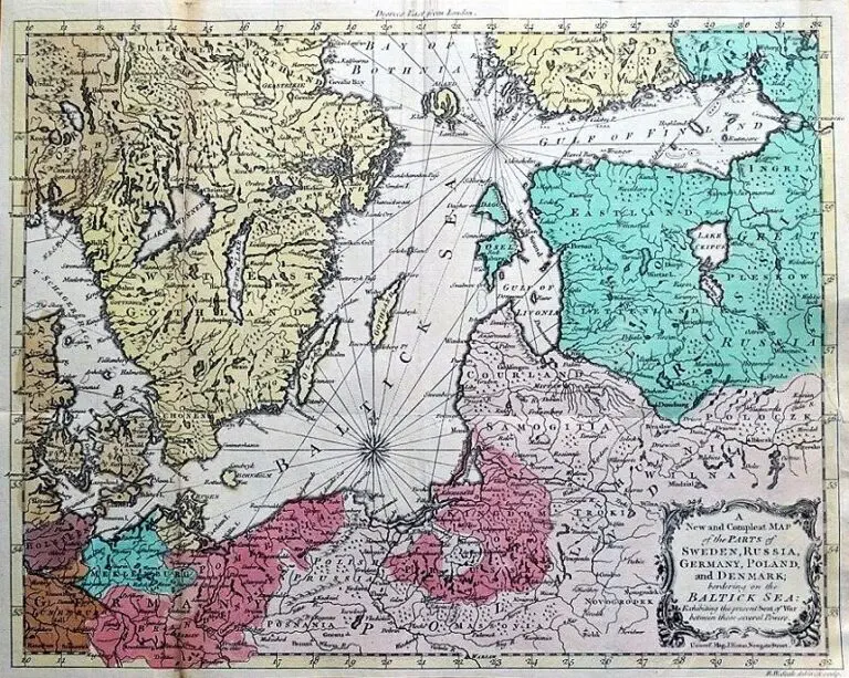 A new and compleat map of the parts of Sweden, Russia, Germany, Poland and  Denmark; bordering on the Baltick Sea exhibiting the present Seat of war between those several powers,