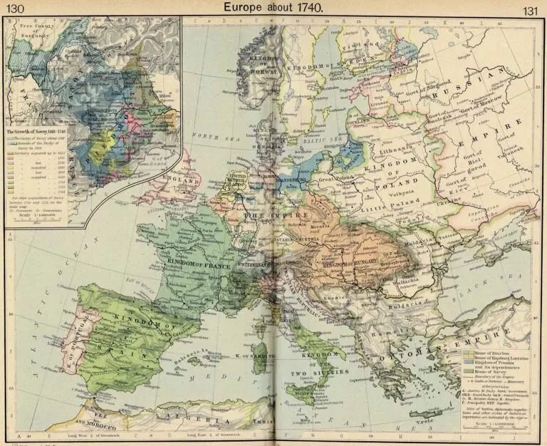 Europe about 1740,