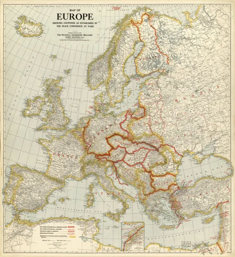Map of Europe Showing Countries as Established by the Peace Conference [of 1919]  in Paris,