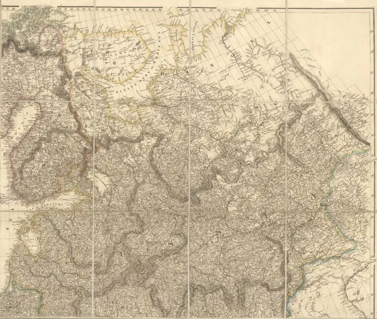 Map Exhibiting the Great Post Roads, Physical and Political Divisions of Europe from Original Materials Collected from the Different Countries: Northeast and Southeast sections,