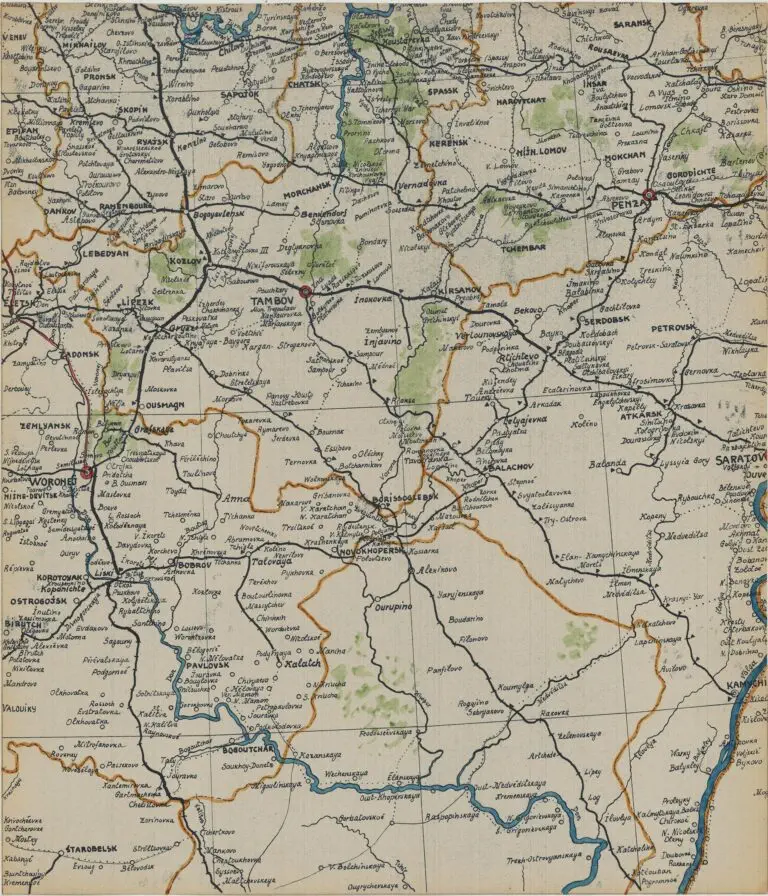 Carte des Voies de Communication par Terre, par Eau, et par Fer de la Russie d