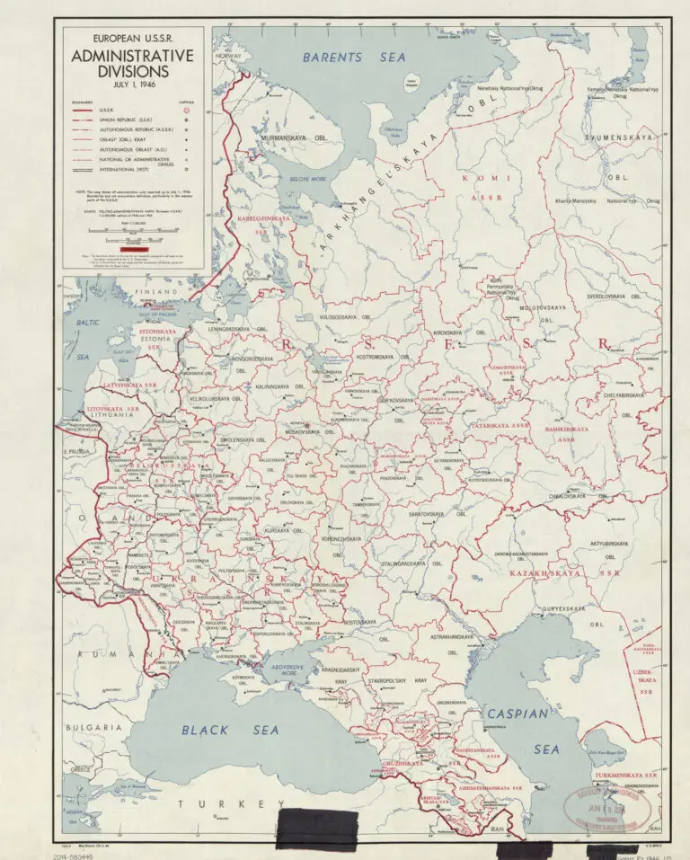 EUROPEAN U.S.S.R. ADMINISTRATIVE DIVISIONS, JULY 1, 1946,
