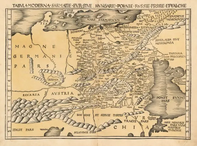 Tabvla Moderna Sarmatiæ Evr Sive Hvngariæ, Poloniæ, Rvssiæ, Prvssiæ et Valachiæ, (US Library of Congress: www.loc.gov)