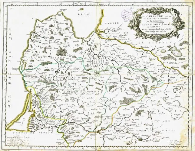 La Curlande duché et Semigalle autrefois de la Livonie, la Samogitie duché en Lituanie,