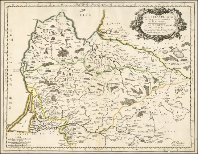 La Curlande duché et Semigalle autrefois de la Livonie, la Samogitie duché en Lituanie,